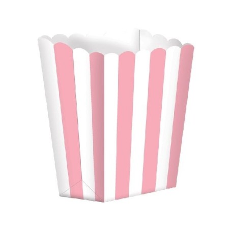 Caja palomitas rayas blancas y rosa 5 uds 13 cm