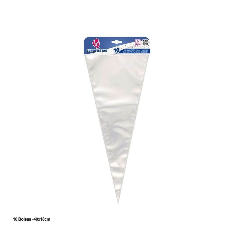 Bolsas cono chuches transparentes 10 uds 40x17 cm