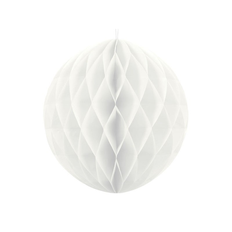 Bola papel nido abeja 30 cm blanca