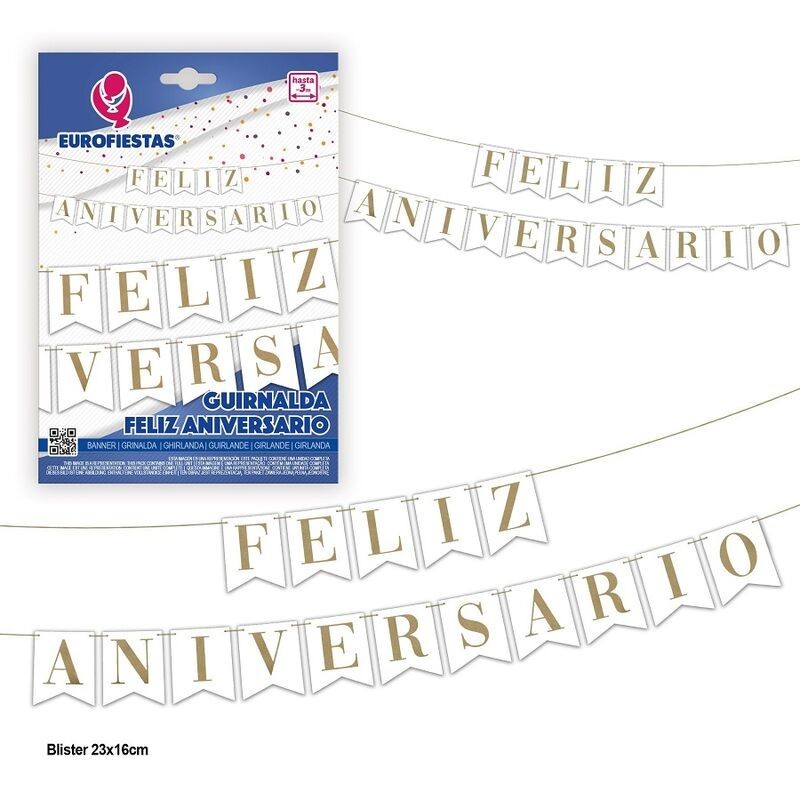 Cartel feliz aniversario guirnada 3 metros