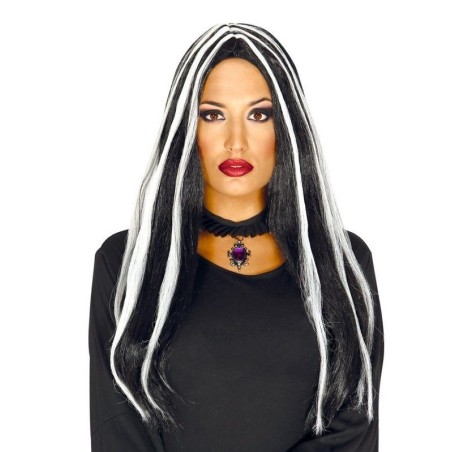 Peluca negra mechon negro 60 cm bruja 4172 8434077041727