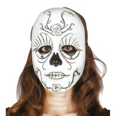 careta blanca decorada catrina