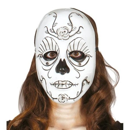 careta blanca decorada catrina
