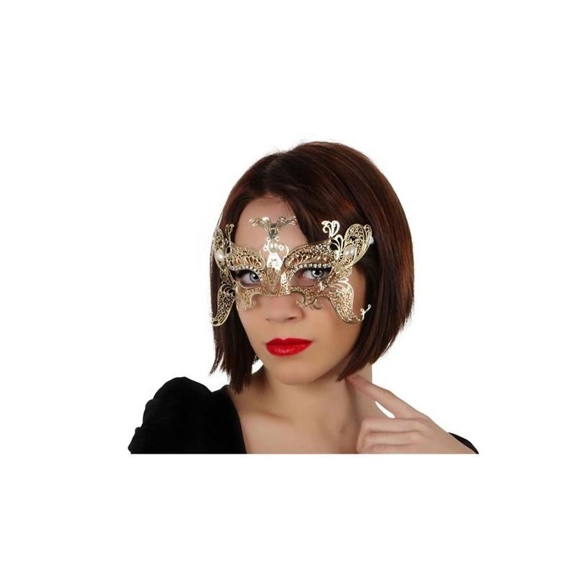 Antifaz veneciano metalico dorado marip