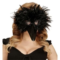 antifaz de plumas pajaro negro veneciano
