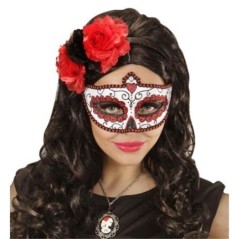 antifaz dia de los muertos azul y glitter negro