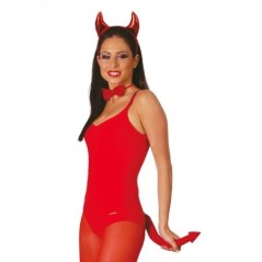 conjunto diablesa sexy pajarita cuernos y rabo