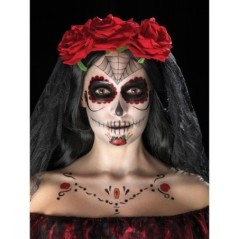 kit katrina rojo maquillaje gemas y tatuaje