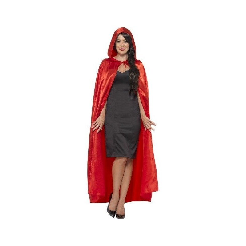 Capa con capucha roja caperucita adulto en saten