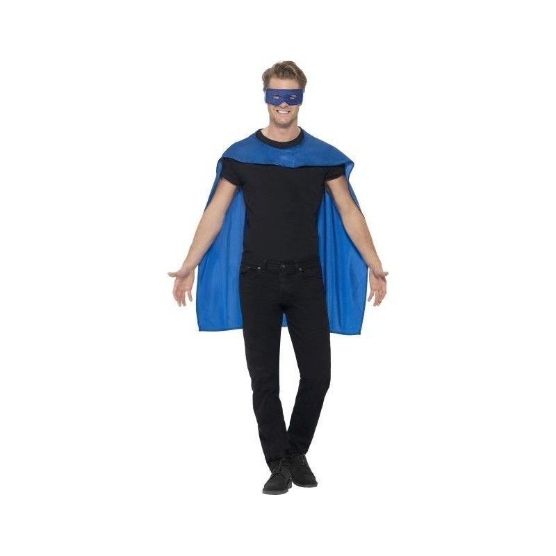 Capa y antifaz azul superheroe