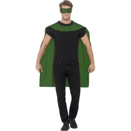 capa verde con antifaz supeheroe