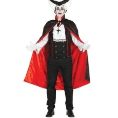 capa negra vampiro dracula con forro rojo 115 cm