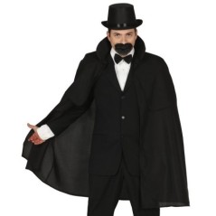 capa negra con cuello de caballero 100 cm