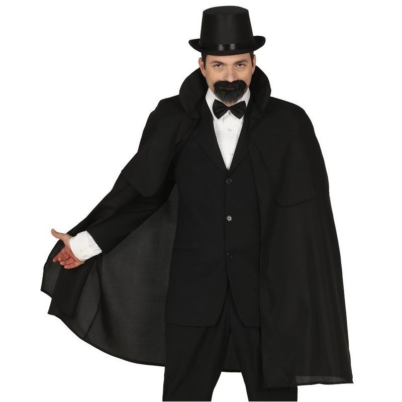 Capa negra con cuello de caballero 100 cm