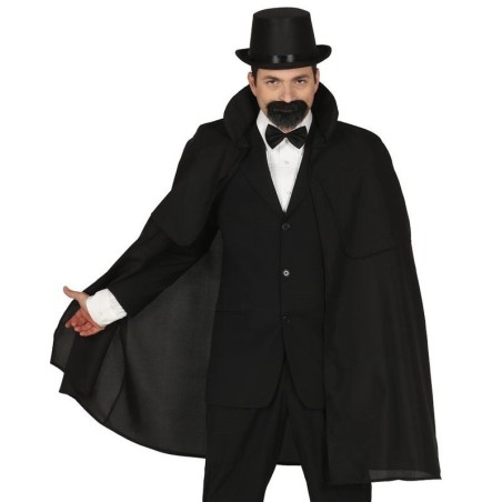 capa negra con cuello de caballero 100 cm