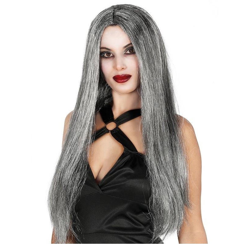Peluca lisa gris zombie o anciana