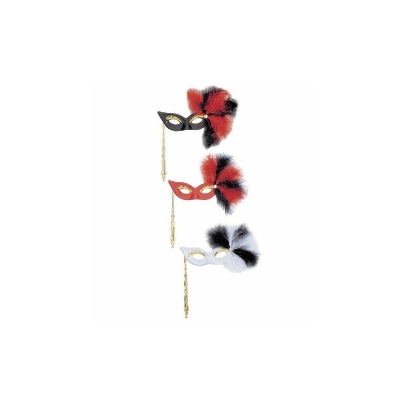 antifaz versalles con pluma y palo 3 color blanco