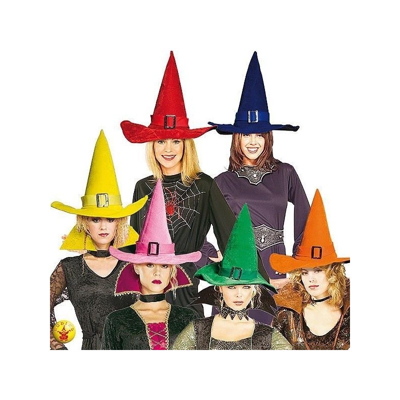sombrero bruja terciopelo color amarillo hallow een