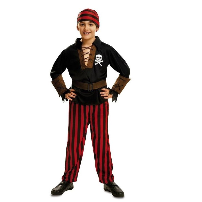 Disfraz pirata bandana negro y rojo tallas