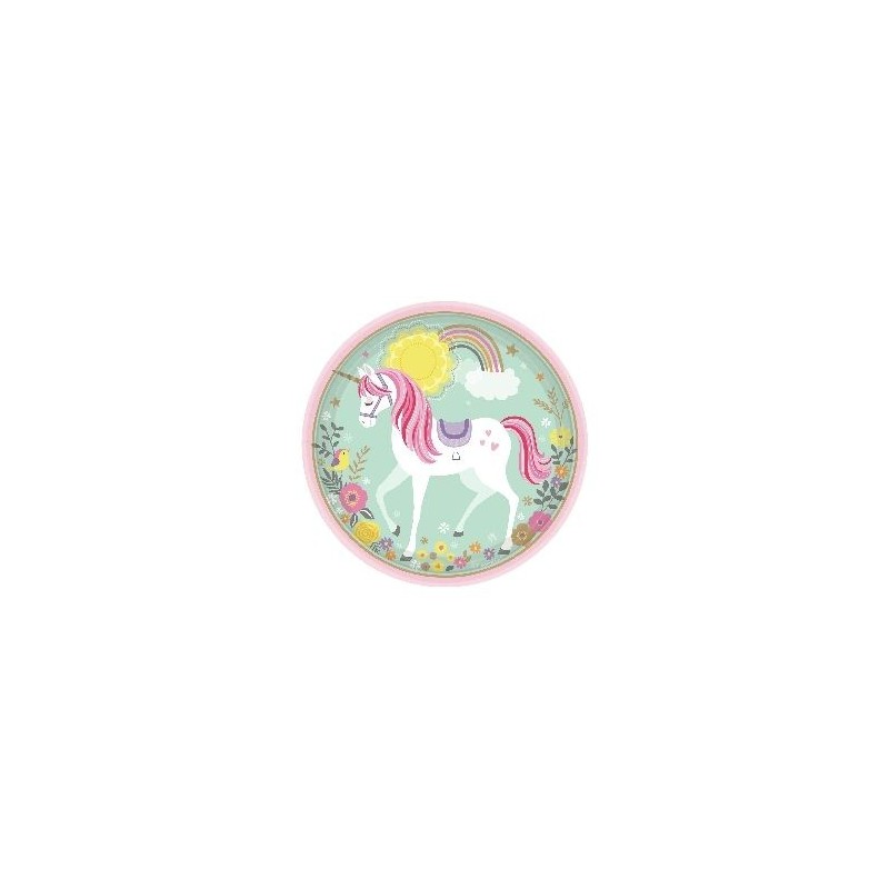 Platos unicornio magico de 23 cm 8 uds cumpleaños