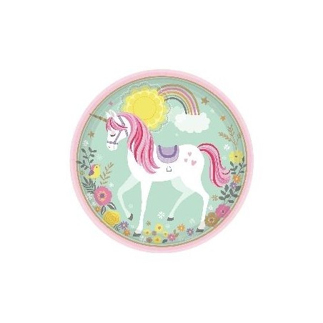 platos unicornio magico de 23 cm 8 uds cumpleanos