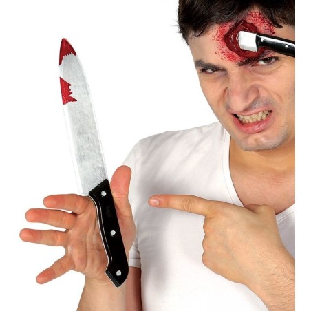 cuchillo de cocina con sangre 30 cm para halloween