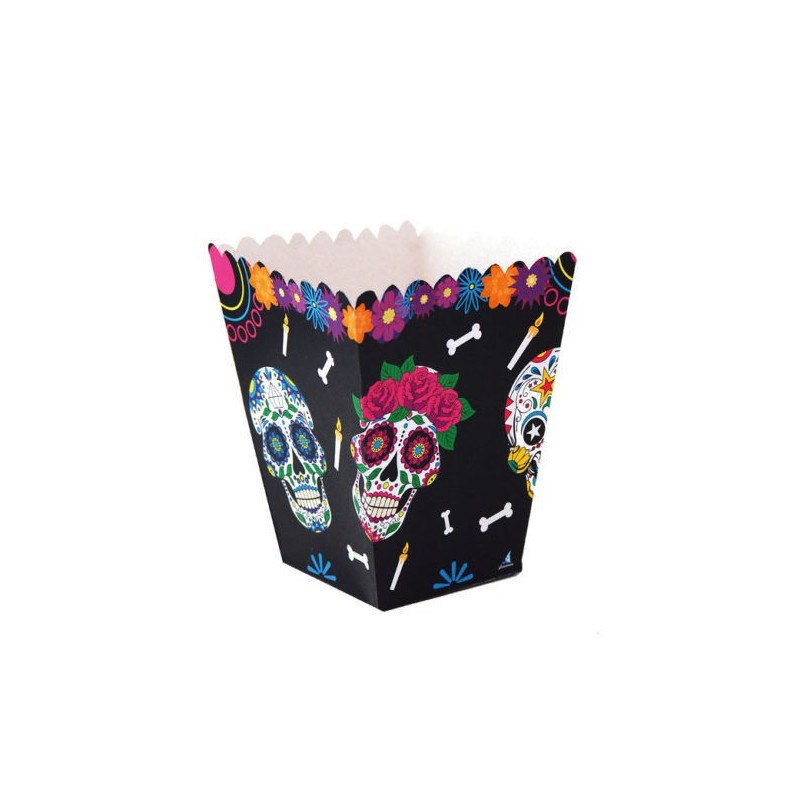 Cajita para palomitas calaveras dia muertos 15 x 8 cm unidad