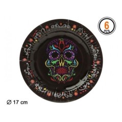 platos calaveras dia de muertos 8 uds de 17 cm
