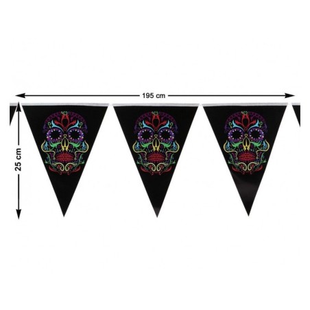 banderines calaveras catrina dia de muertos 195x25 cm