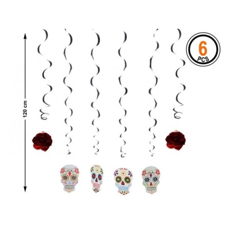 colgantes decoracion dia de muertos 6 uds