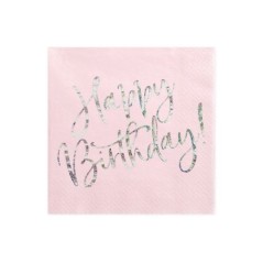 servilletas cumpleanos rosa 20 uds 33 cm