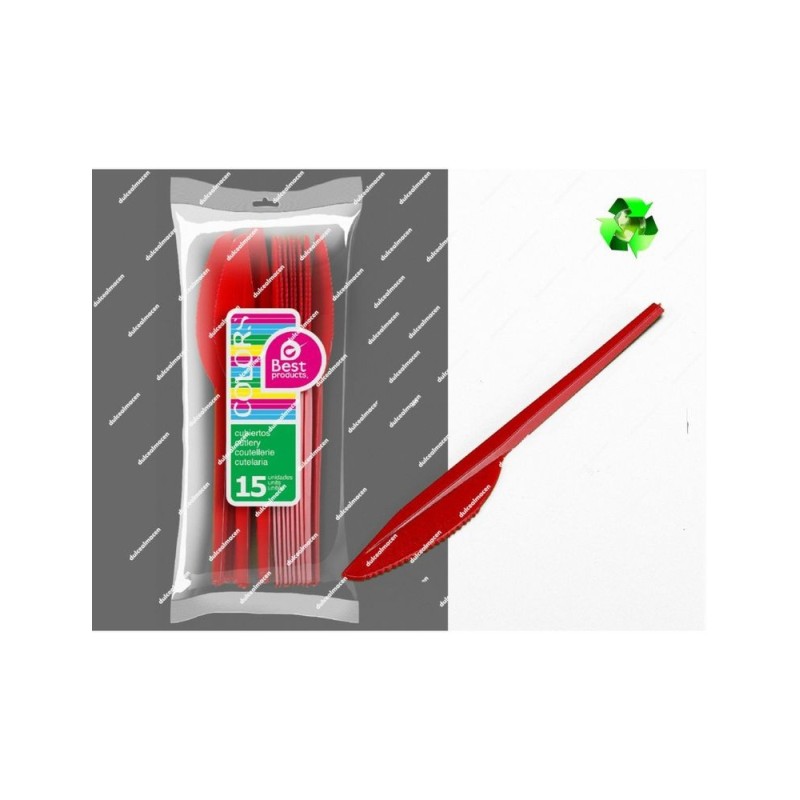 Cuchillo rojo grande 15 unidades plastico