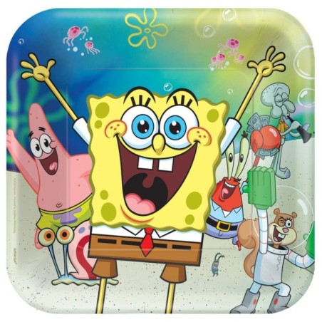 platos bob esponja 23 cm 8 uds