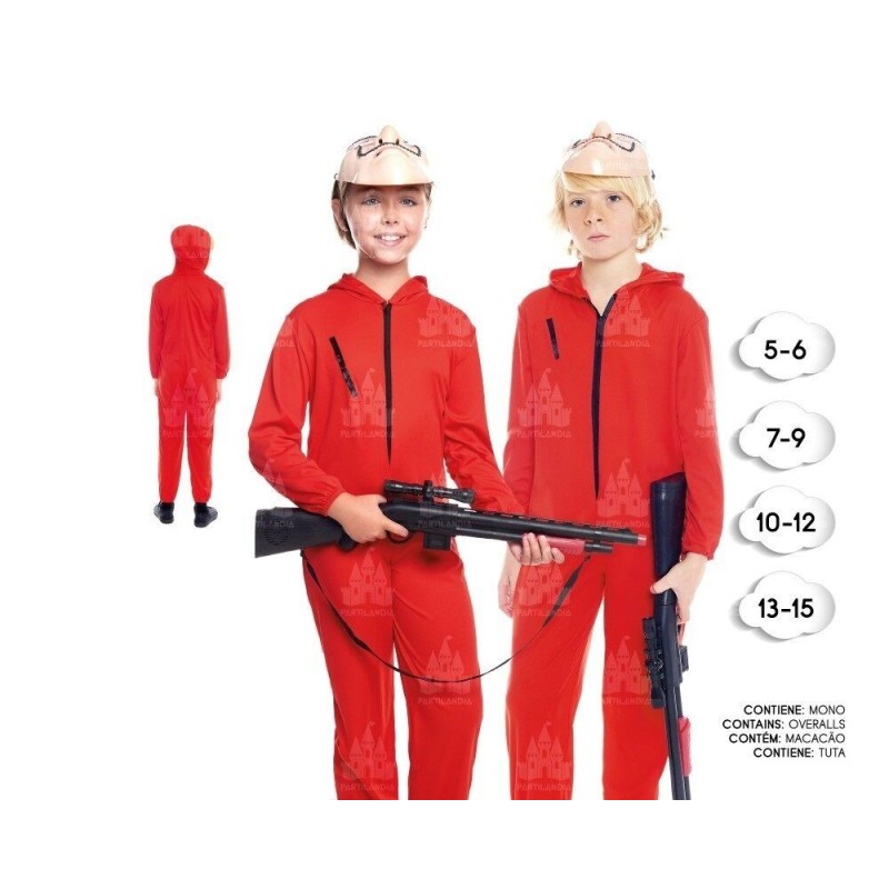 Disfraz atracador mono rojo infantil