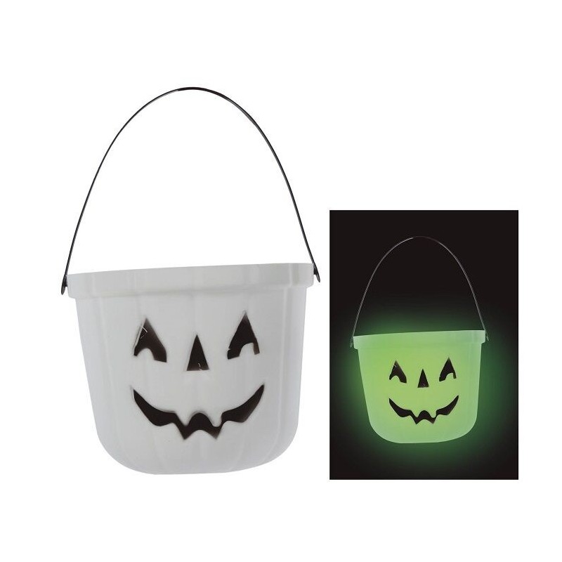 Caldero recoge caramelos halloween brilla oscuridad 19 cm
