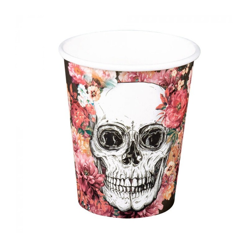Vasos calavera catrina rosas 10 uds