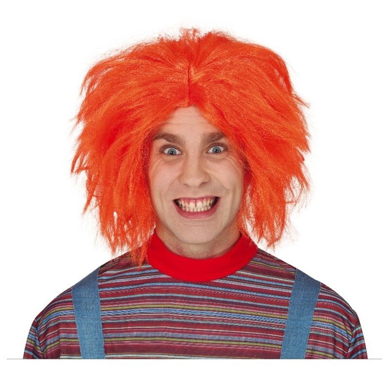 Peluca naranja muñeco diabolico