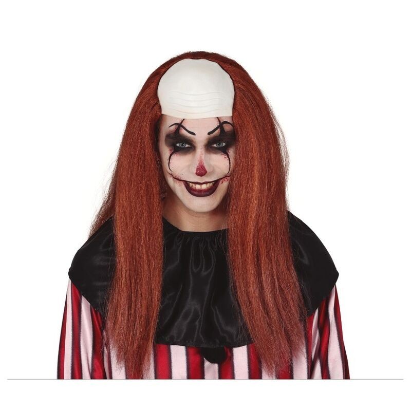 Peluca calva con pelo castaño payaso diabolico