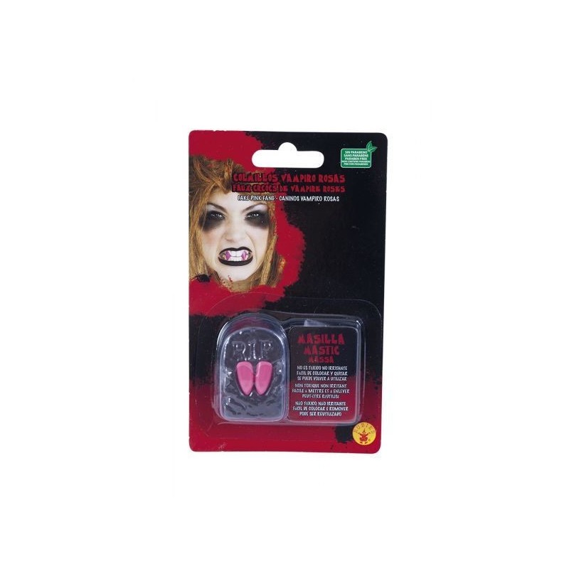 Colmillos de vampiro rosas para halloween