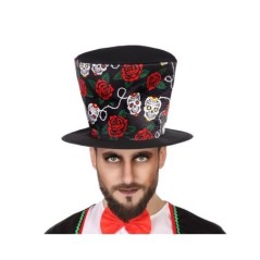sombrero copa calaveras y rosas catrin halloween
