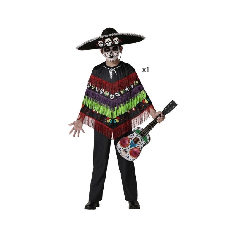 Poncho mejicano dia muertos infantil