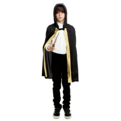 capa brujo 90 cm negra y oro