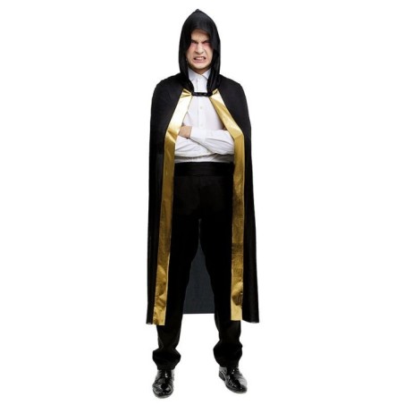 capa brujo 120 cm negra y oro