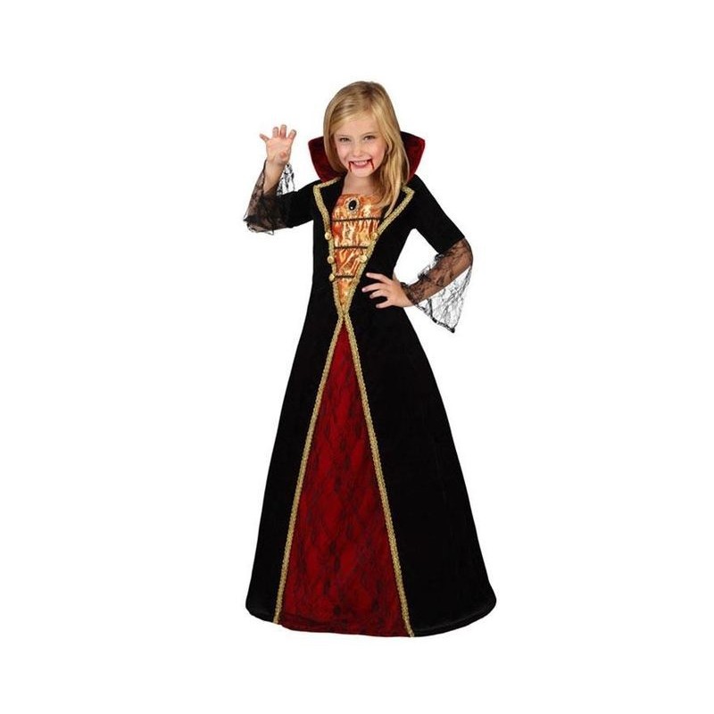 Disfraz vampiresa negro y rojo niña tallas