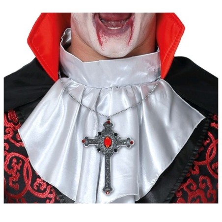 collar vampiro cruz gotica con rubi 12 cm