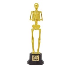 trofeo oscar o premio al mejor disfraz halloween esqueleto 22 cm