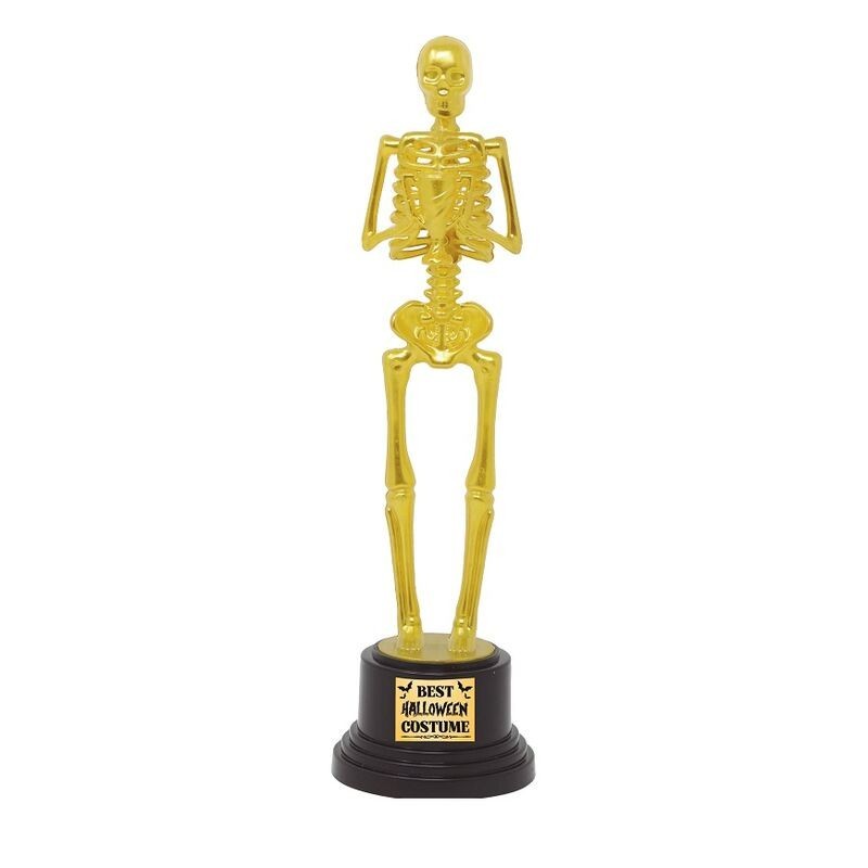 Trofeo oscar o premio al mejor disfraz halloween esqueleto 22 cm