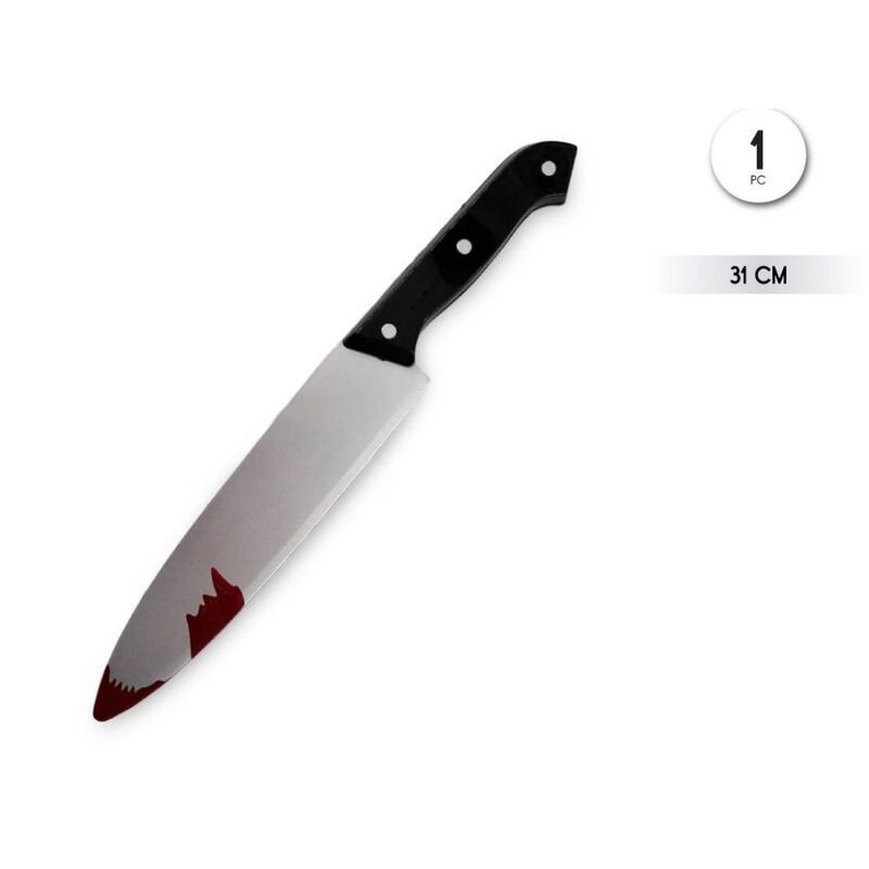 Cuchillo simil acero con sangre 31 cm halloween