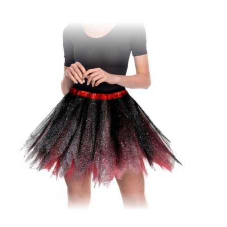 tutu negro y rojo con picos purpurina 40 cm