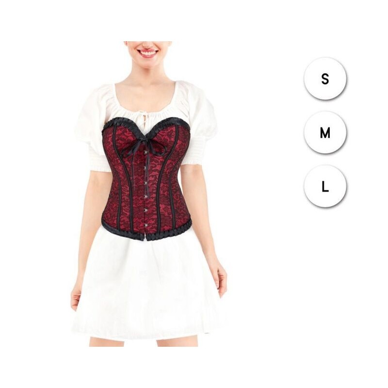 Corset rojo de encaje vintage mujer tallas